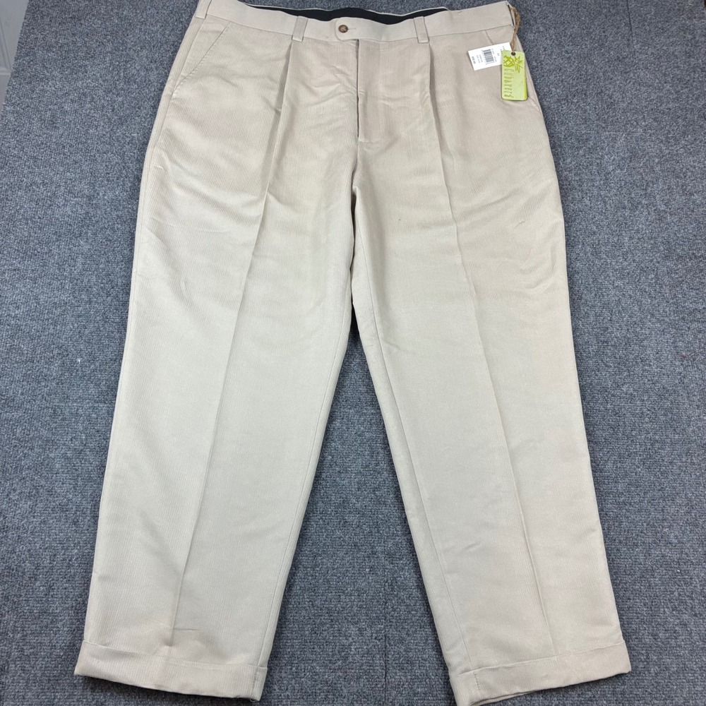 Cubavera Mens Big & Tall Pleated Dress Pants Tan Beige 44x30 Cuffed NWT